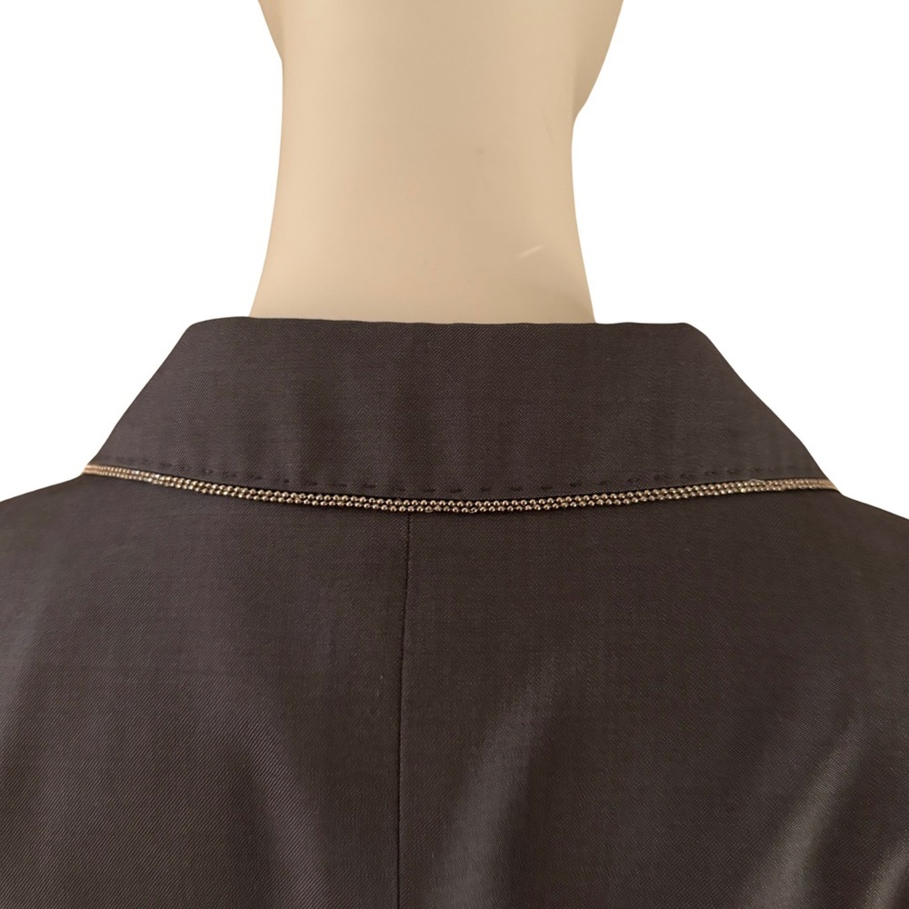 MARLOWE Made in Italy Wool Tailored Belted Blazer Blue Career Professional 42/8 - Picture 5 of 16